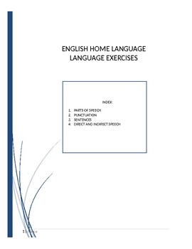 Preview of Language exercises for Parts of Speech, Punctuation, Sentences + Reported Speech