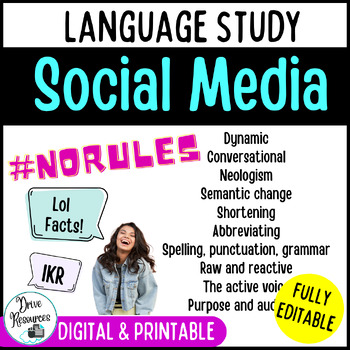 Preview of Language of SOCIAL MEDIA study - student workbook & slideshow - EDITABLE