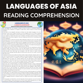 Preview of Languages of Asia Reading Comprehension Passage  for World Languages