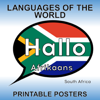 Preview of World Language Posters - Hello in 155 Languages with Flags - Global Education