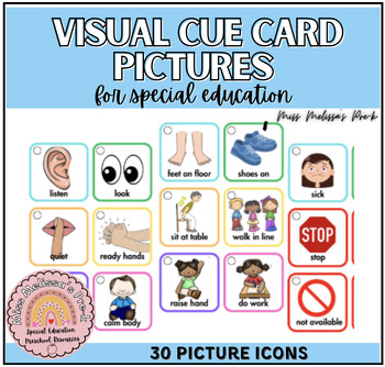 Preview of Lanyard Visual Cue Cards - Special Education