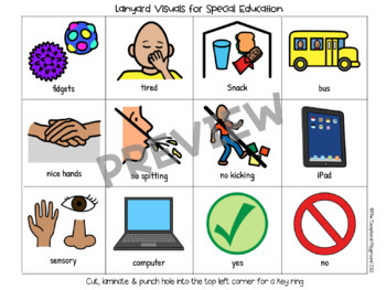 Lanyard Visual Cue Cards for Special Education Communication for Autism