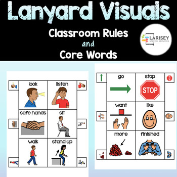 Preview of Lanyard Visuals - EDITABLE: classroom rules/routines + core words