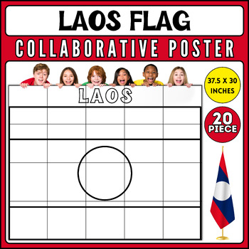 Preview of Laos Flag Collaborative Coloring Poster | AAPI Heritage Month Bulletin Board