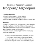 Lapbook Iroquois/ Algonquins  project