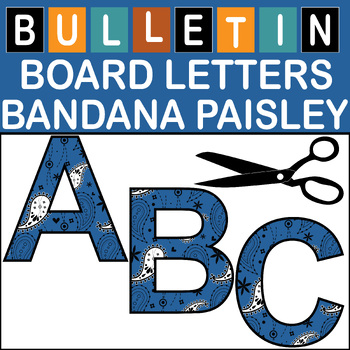Preview of Lapis Bandana Paisley Bulletin Board Letters Classroom Decor (A-Z a-z 0-9)