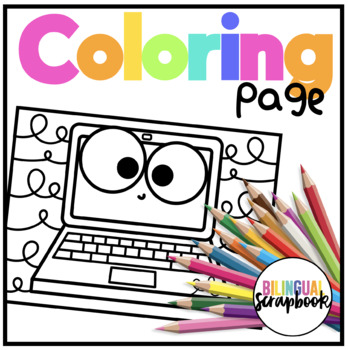 Laptop Distance Learning Coloring Page Freebie By Bilingual Scrapbook