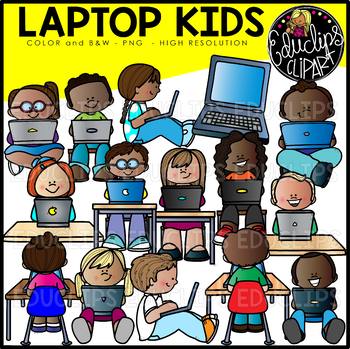 Preview of Laptop Kids Clip Art Set {Educlips Clipart}