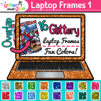 Preview of Laptop Page Border Clipart: 17 Glitter Frame Technology Clip Art Commercial Use