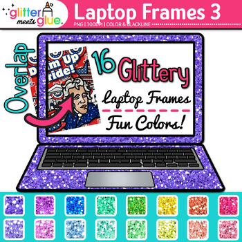 Preview of Laptop Page Border Clipart: 17 Glitter Frame Technology Clip Art Commercial Use