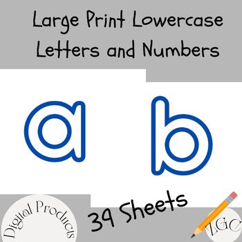 Preview of Large Alphabet Letters and Numbers, Lowercase Letters and Number Templates 0-9