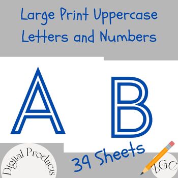 Preview of Large Alphabet Letters and Numbers, Uppercase Letters and Number Templates 0-9,