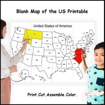 Preview of Giant Blank US Map With States Labeled (16 sheets)
