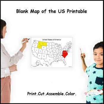Preview of Large Blank US Map With States Labeled (4 sheets)