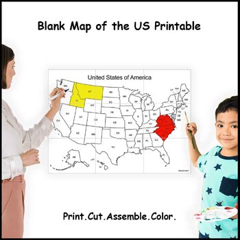 Preview of Giant Blank US Map With States Labeled (9 sheets)