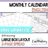 Large Calendar - Monthly PRINTABLE - 2020-2021 School Year **UPDATES FOR LIFE**