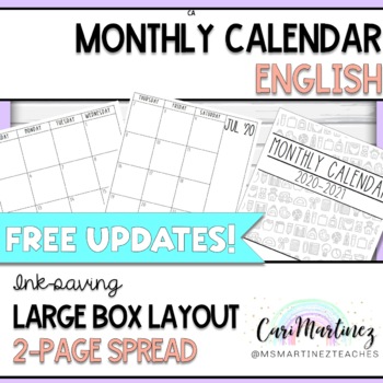 large printable calendar teaching resources teachers pay teachers