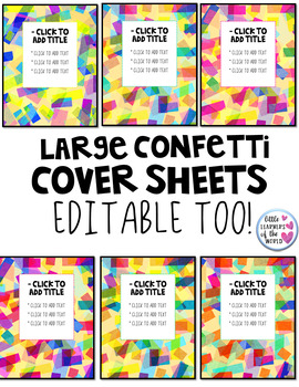 Preview of Large Confetti Themed Folder Cover Sheets - Editable