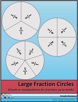 Preview of Large Fraction Circles Manipulatives or Visuals/Posters