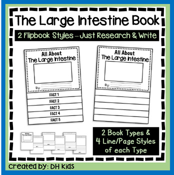 Preview of Large Intestine Report, Health Science Flip Book, Anatomy & Human Body Writing