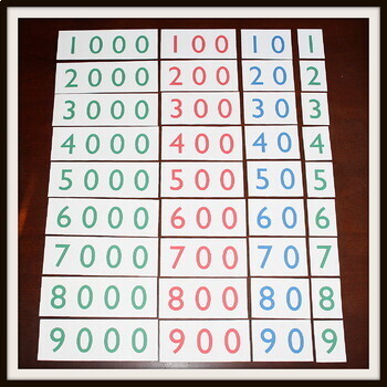 montessori large number cards by holistic education tpt