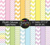 Large Pastel Chevron Digital Papers | Commercial Use Digit