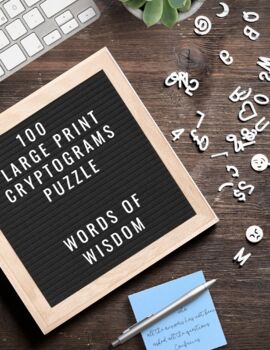 Preview of Large Print 100 Cryptograms Puzzle Words Of Wisdom.