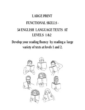 Preview of Large Print- 54 TEXTS- Functional Skills Level 1&2 Reading Fluency Book