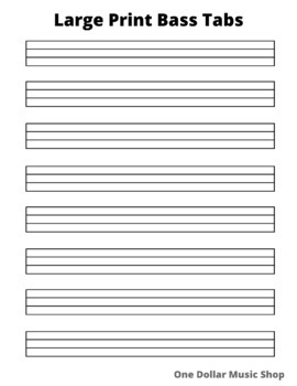 Large Print Blank Bass Guitar Tabs (Printable PDF) Teach the Bass