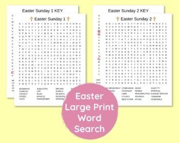Preview of Large Print Easter Sunday Word Search Puzzles