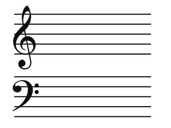 Preview of Large Print Staff, Grand Staff, Treble Clef, Bass Clef