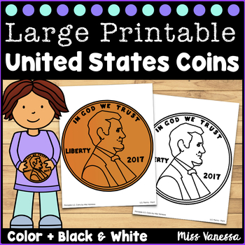 Preview of Large Printable Coins - U.S. Currency Coin Identification