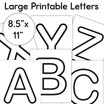 Large Printable Uppercase Letters For Artwork, Letter Recognition, 8.5”x11”