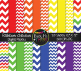 Large Rainbow Chevron Digital Papers | Commercial Use Digi