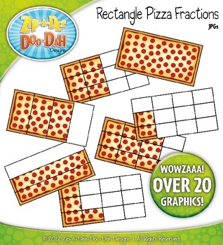 Preview of Rectangle Pizza Fractions Clipart {Zip-A-Dee-Doo-Dah Designs}