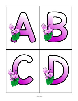 Preview of Alphabet Letter Large Flashcards Mother's Day Spring Flowers FREE