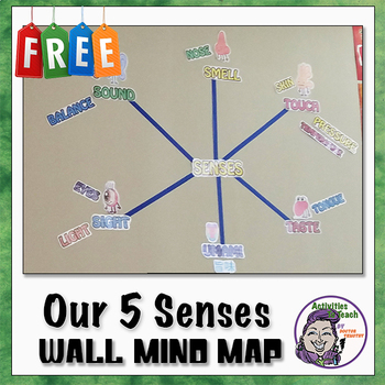 Preview of Middle School Classroom Decoration: 5 Senses Mind Map (Large Wall Size)