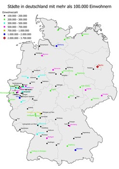 Preview of Large cities in Germany map by population