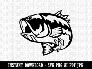 Largemouth Bass Fish Fishing Clipart Instant Digital Download AI PDF SVG  PNG JPG