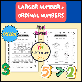 Preview of Larger Number & Ordinal Numbers Math Practice Worksheets For Grades K-2