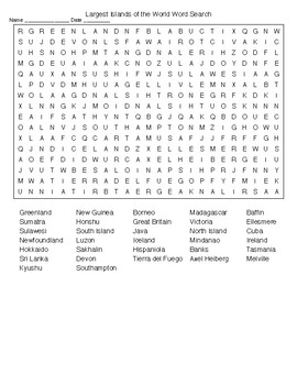 Largest Islands of the World Crossword Puzzle and Word Search TPT