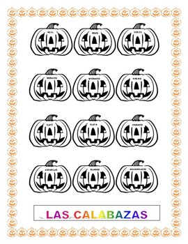 Preview of Las Calabazas- Halloween-Spanish Colors - Pumpkins