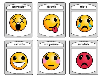 Las Emociones Emojis Spoons Card Game - Emotions Vocabulary in Spanish