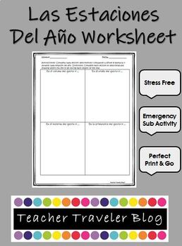 Preview of Las Estaciones Del Año Worksheet