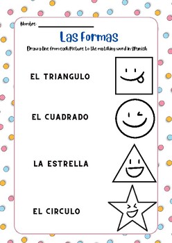 Preview of Las Formas - Match the shapes in Spanish worksheet