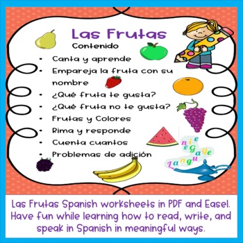 Preview of Las Frutas Spanish lesson