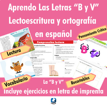 Preview of Las Letras “B y V” Lectoescritura y ortografía  en español - Spanish B and V