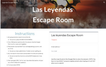 Preview of Las Leyendas Escape Room