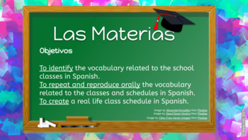 Preview of Las Materias - School Subjects - Kami, TPT Easel, printable and Google Classroom