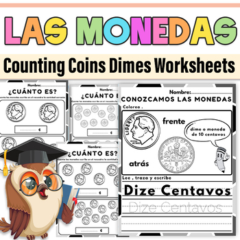 Preview of Las Monedas | Counting Dimes Coins Money in Spanish Black